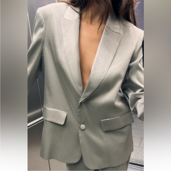 ZARA 2 PIECES MATCHING SET METALLIC JACKET AND METALLIC PANTS - Picture 11 of 16